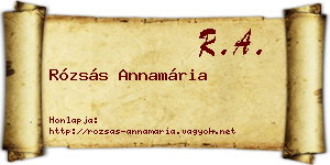 Rózsás Annamária névjegykártya
